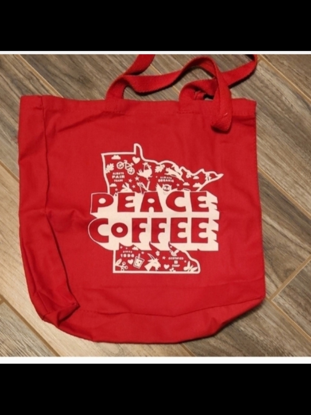 Peace Coffee Red Canvas Tote Bag